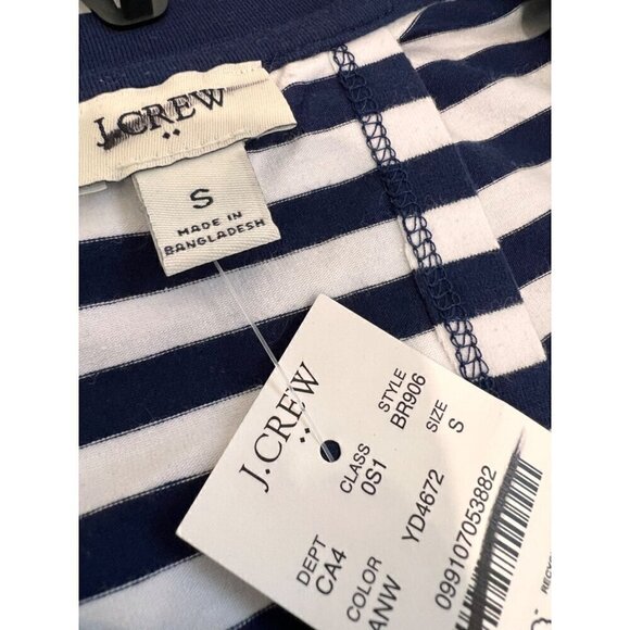 New J. Crew Size S Navy and White Striped Tie Back Knit Midi Dress BR906 - Picture 5 of 12